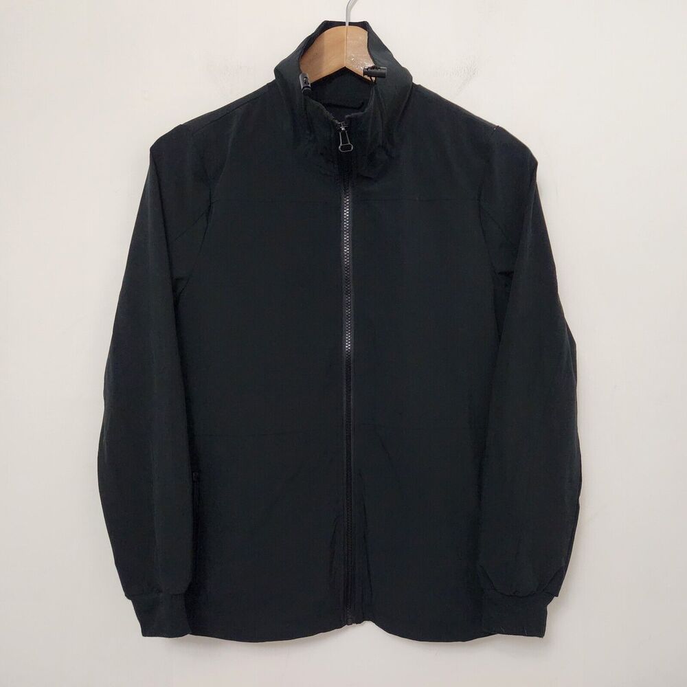 MOM THOMPSON Women's Black Full Zip Windbreaker Jacket Petite Size PS